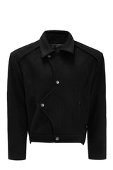 Asymmetrische Plüschwolljacke 