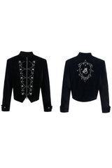Jacke mit Metallknöpfen und Stehkragen 