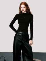 Slim Mock-Neck Long-Sleeve Top