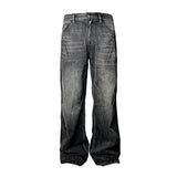 Vintage Wash Wide-Leg Stack Jeans