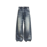 Indigo Vintage Wash Wide-Leg Balloon Jeans