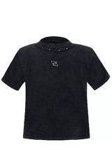 T-shirt vintage à épaulettes cloutées 