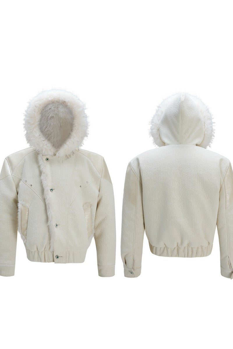 Kapuzenjacke in Colorblock-Optik aus Kunstnerz 