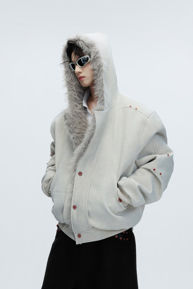 Faux Wolf Fur Puffer Jacket