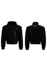 Kurze Pailletten-Bikerjacke 
