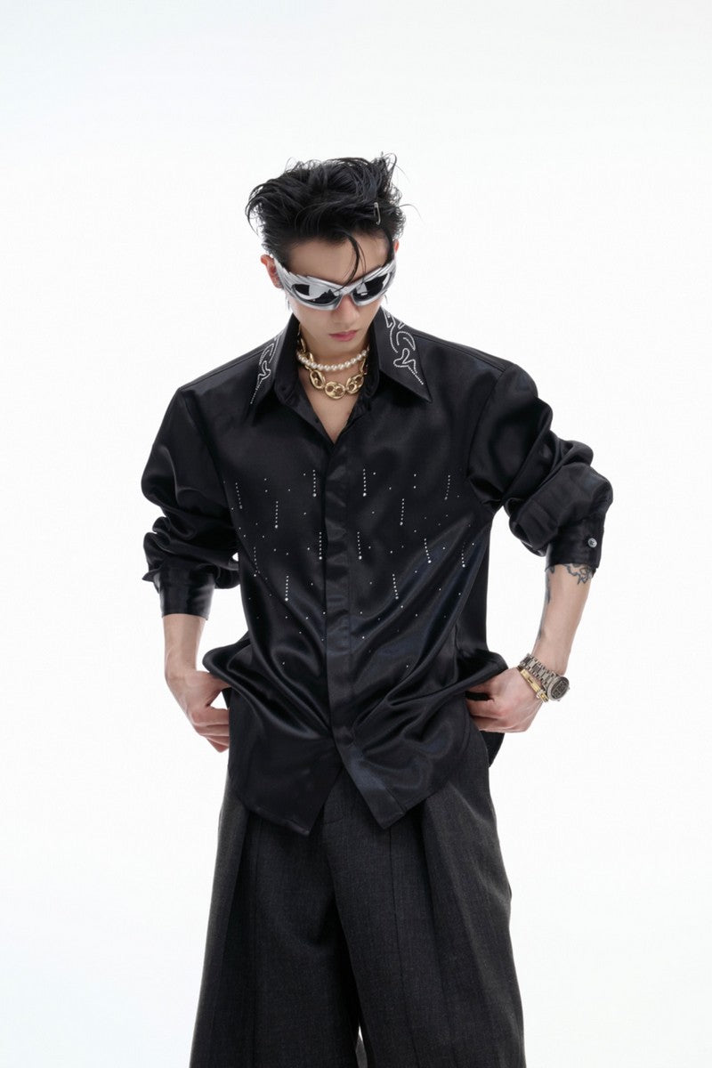 Satin-Glitzer-Boxy-Shirt 