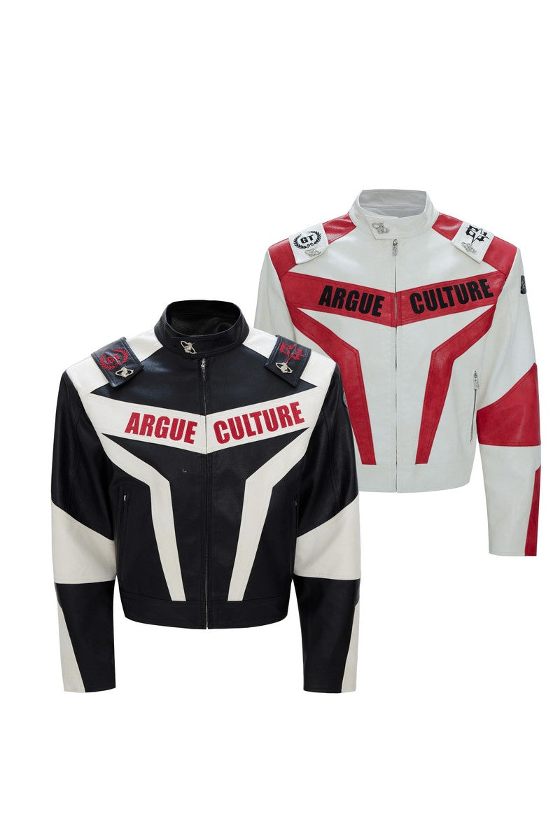 Colorblock-Bikerjacke mit Armor-Design 