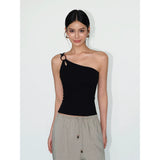Ring Accent One‑Shoulder Knit Top