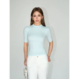 Sculpted Sleek Mock-Neck Knit Tees