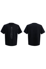 T-Shirt mit Bindedetail und gepolsterten Schultern 