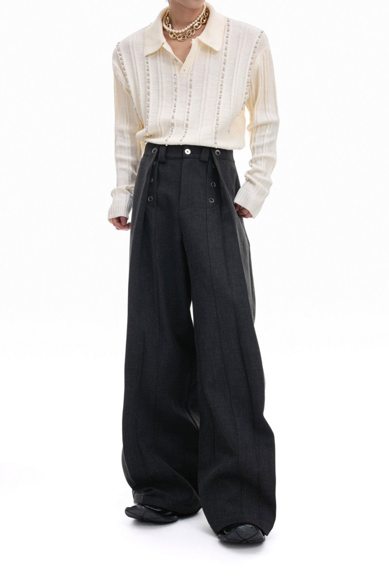 Faltenhose mit geradem Bein 