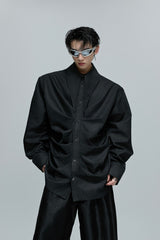 Ruched Scarf Collar Blouse