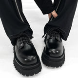 Thick-Soled Chunky Black Platform Derby Shoes