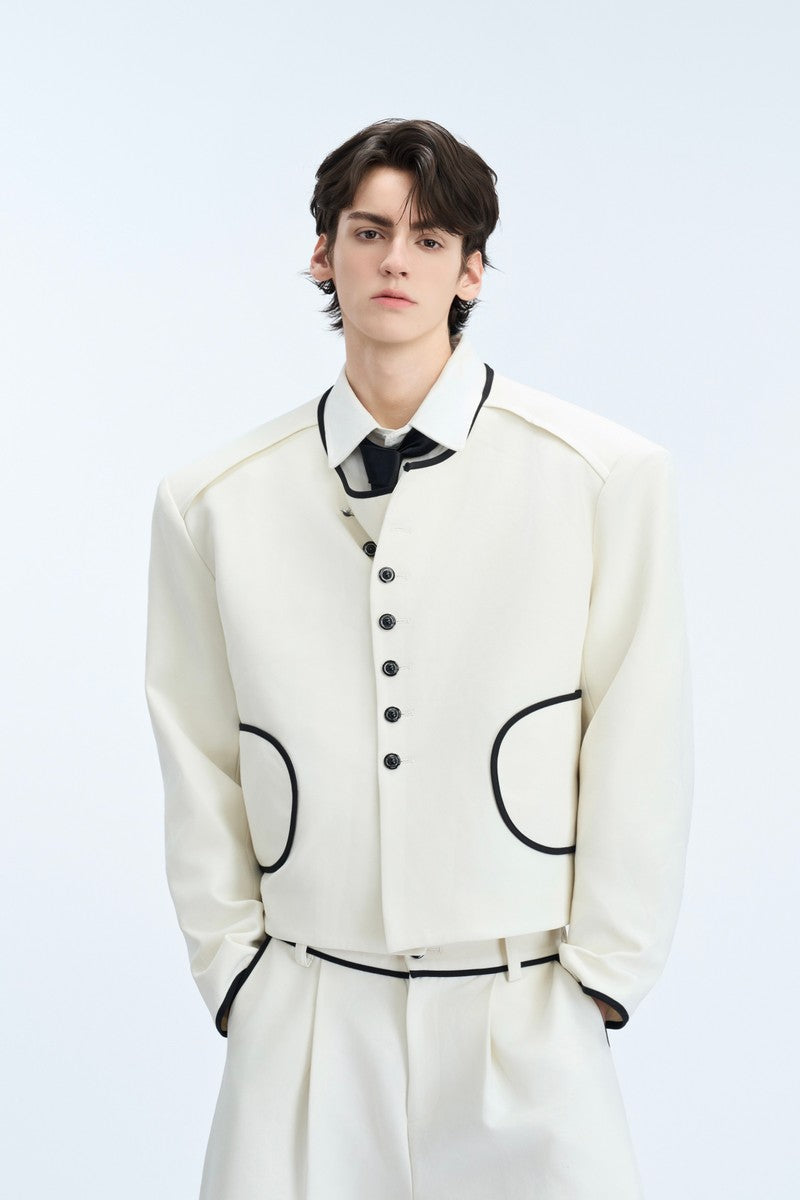 Tweedjacke mit Farbblock-Edelknopf 
