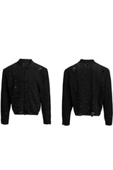 Perlenstrick-Strickjacke 