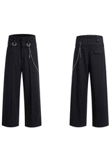 Gestreifte Hose mit Metallakzenten, gerades Bein 