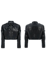Dekonstruierte, kurze Bikerjacke aus Leder 