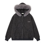 Frostline Striped Faux Fur Hoodie