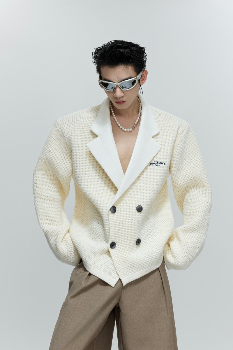 Paillettenbesetzter, strukturierter, doppelreihiger Cardigan 