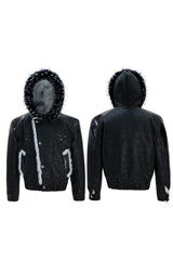 Kapuzenjacke in Colorblock-Optik aus Kunstnerz 