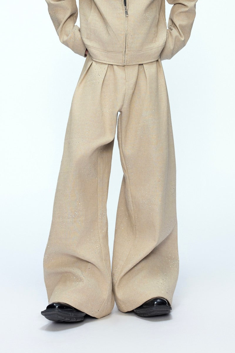 Strassbesetzte Pailletten-Plisseehose 