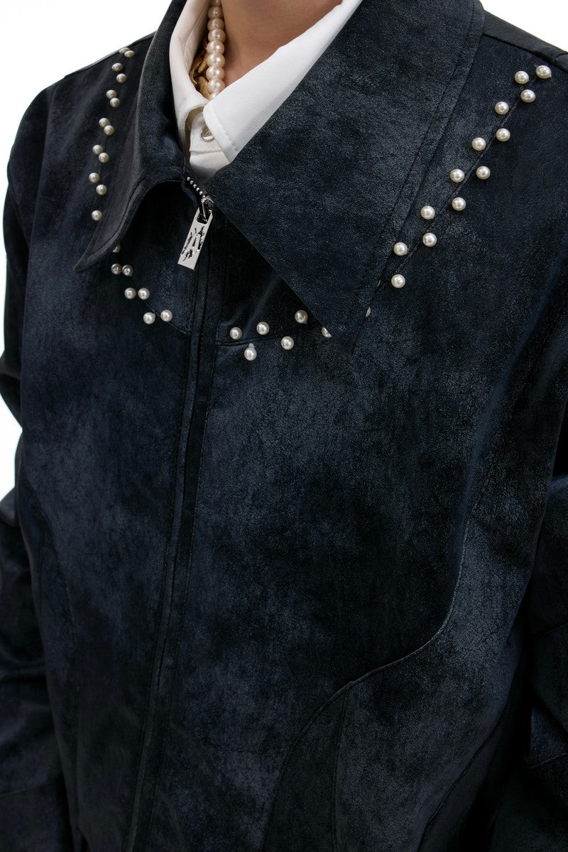Jacke mit Perlenbesatz und Struktur