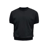 Mock Neck Short-Sleeve Knit Tee