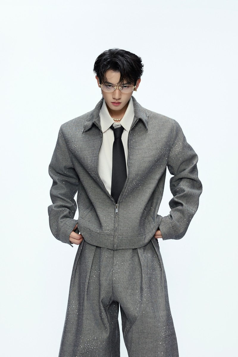 Kurze Jacke mit Strass-Pailletten