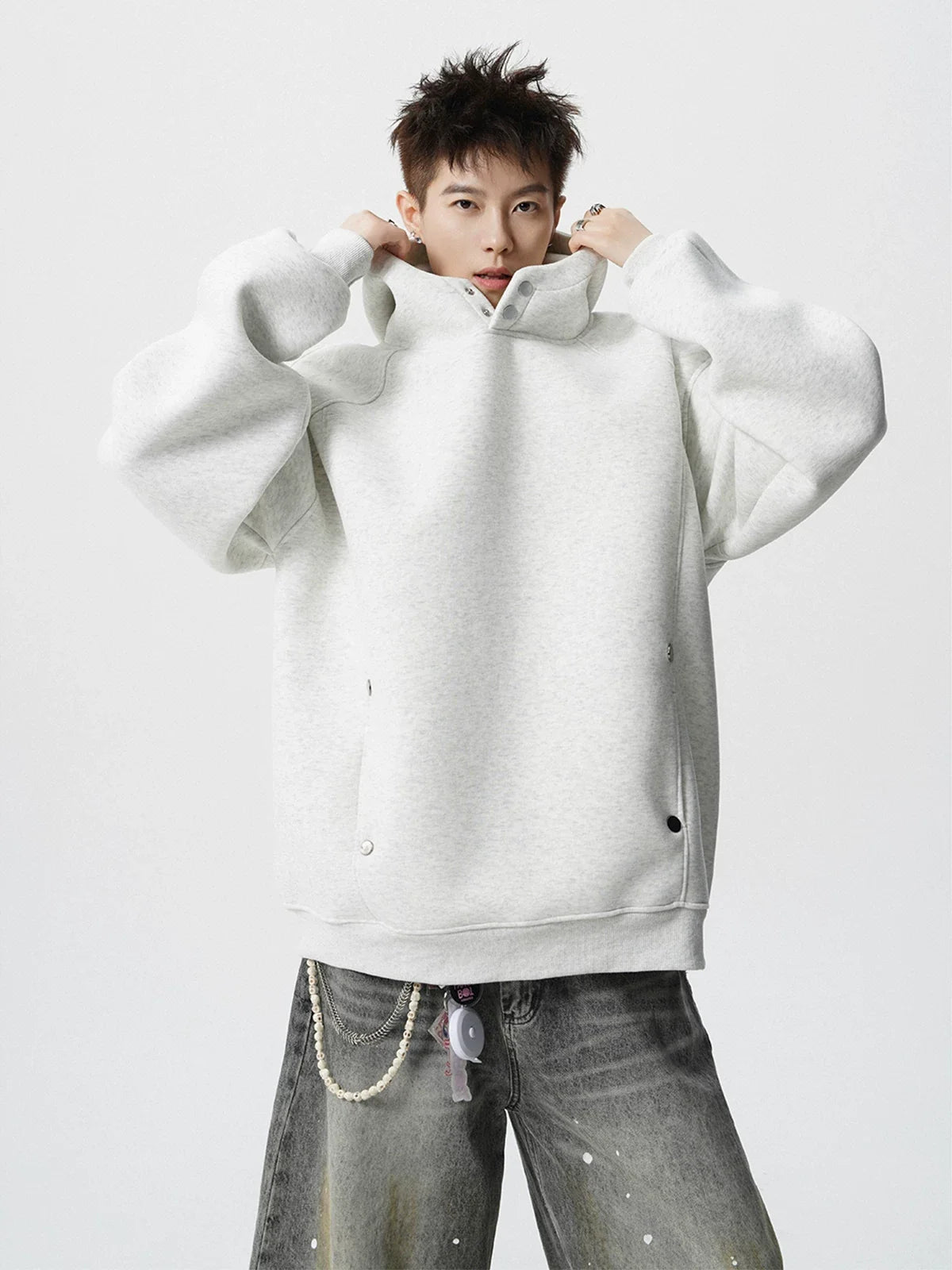 Cloudshell Snap‑Neck Fleece Hoodie