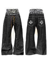RogueStellar Lace-Up Wide Jeans