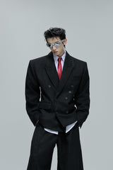 Blazer mit Waffelstruktur und Perlmuttmuster 