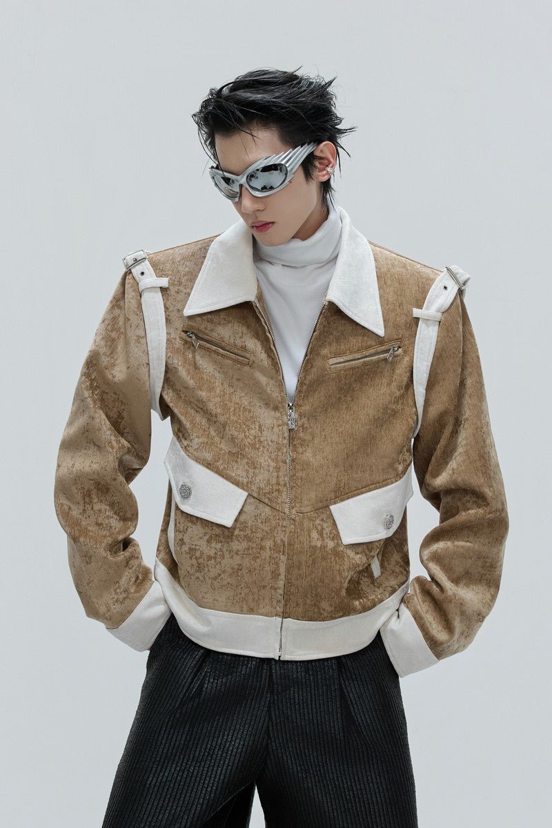 Jacke aus Seidensamt mit Kontrasttaschen 