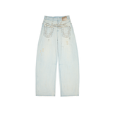Distressed Arc-Leg Jeans