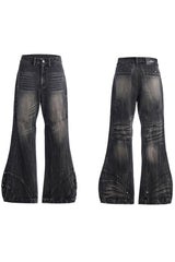 Used-Look-Jeans mit Struktur und ausgestelltem Bein 
