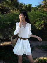 Neva Hu French-Style Ruffle Mini Shirt Dress