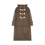 Winter Thicken College Style Hooded Mid-Length Melton Wool Coat