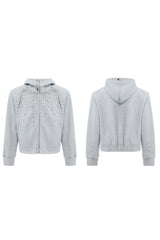 Rhinestone Zip-Up Hoodie