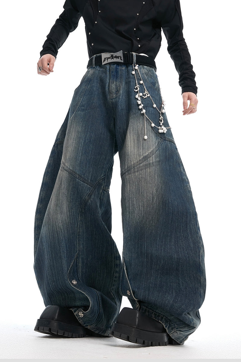 Raw Denim Pearl Wide-Leg Jeans 