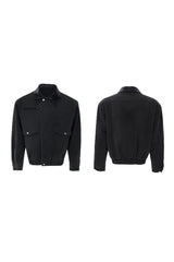 Farbblock-Jacke mit praktischer Tasche und Reißverschluss