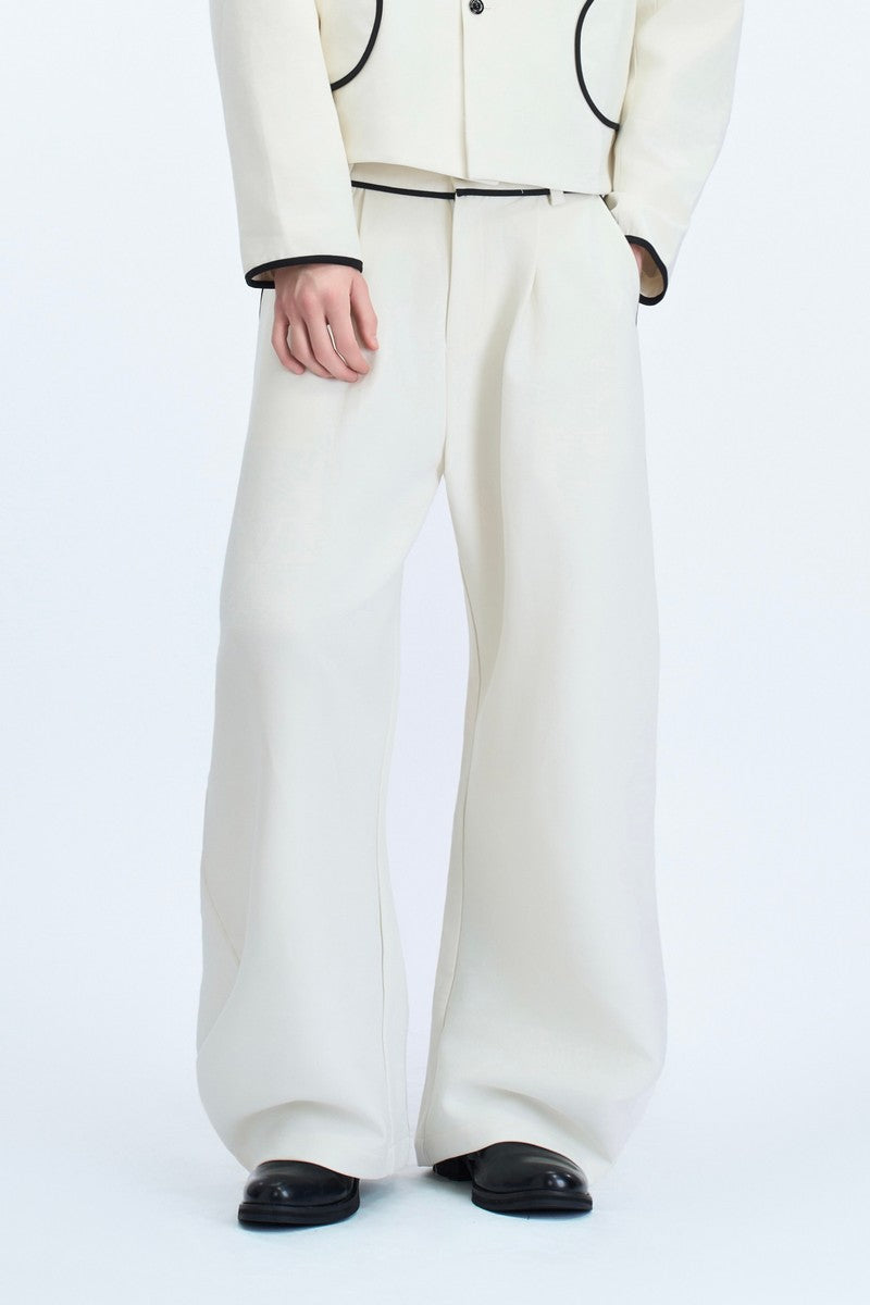 Colorblock Tweedhose mit Zierknöpfen 