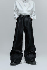 Knitterhose mit hohem Bund und weitem Bein 