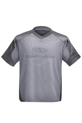 Baseball-T-Shirt aus silbernem Netzgewebe 