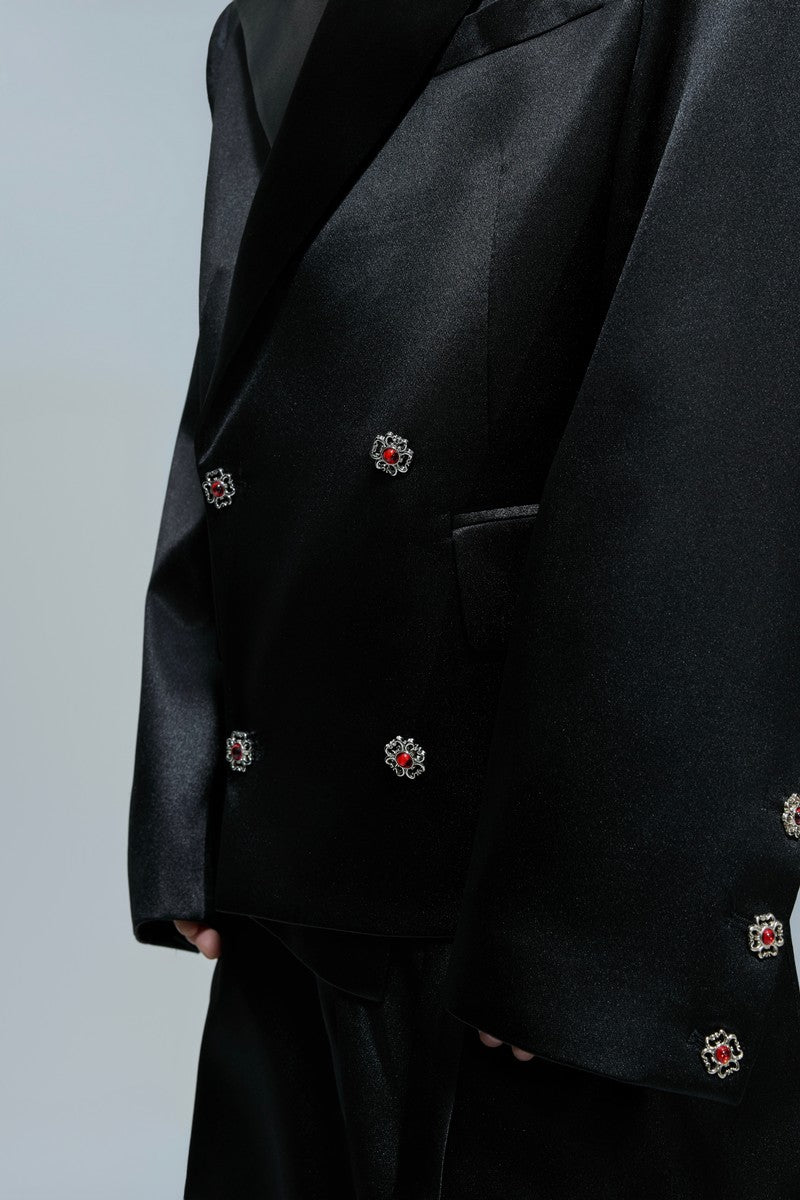 Glänzender Blazer mit Taillengürtel 