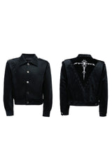 Studded Snake Print Leather Jacket