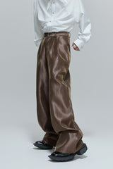 Knitterhose mit hohem Bund und weitem Bein 