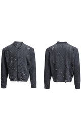 Perlenstrick-Strickjacke 