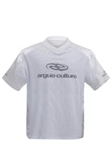 Baseball-T-Shirt aus silbernem Netzgewebe 