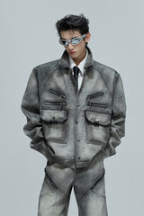 Vintage Cement Grey Denim Jacket