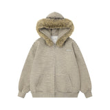 Frostline Striped Faux Fur Hoodie