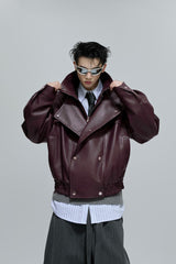 Deconstructed Cropped Faux Leather Jacket